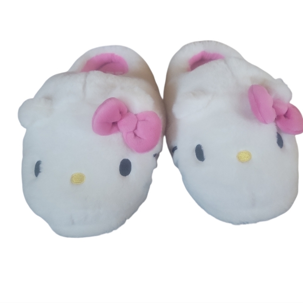 Hello Kitty Cute Plush White and Pink Adult House Slippers Sz 11-12